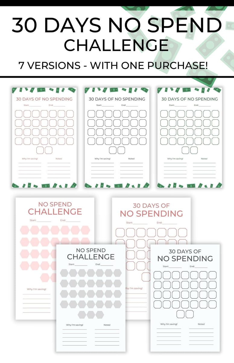 No Spend Challenge - Printable – The Budget Empire for 30 Day No Spend Challenge Printable Free