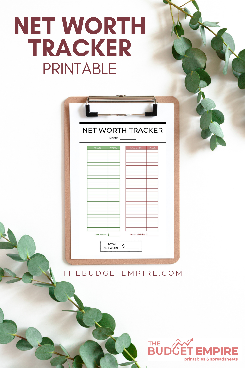 Net Worth Tracker - Printable – The Budget Empire for Free Printable Net Worth Worksheet