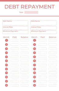 Debt Repayment Tracker - 2 items - Printable